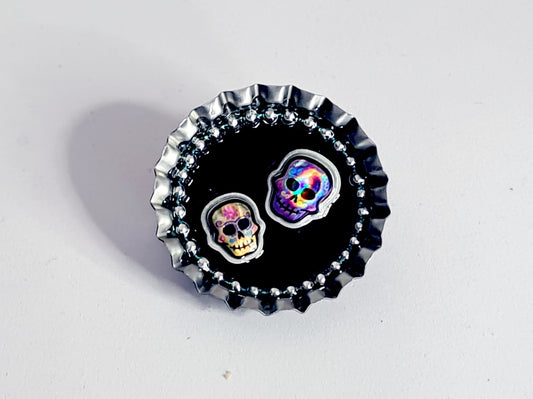 Day Of The Dead, Sugar Skull Bottle Cap Brooch 10