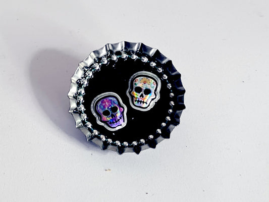 Day Of The Dead, Sugar Skull Bottle Cap Brooch 9