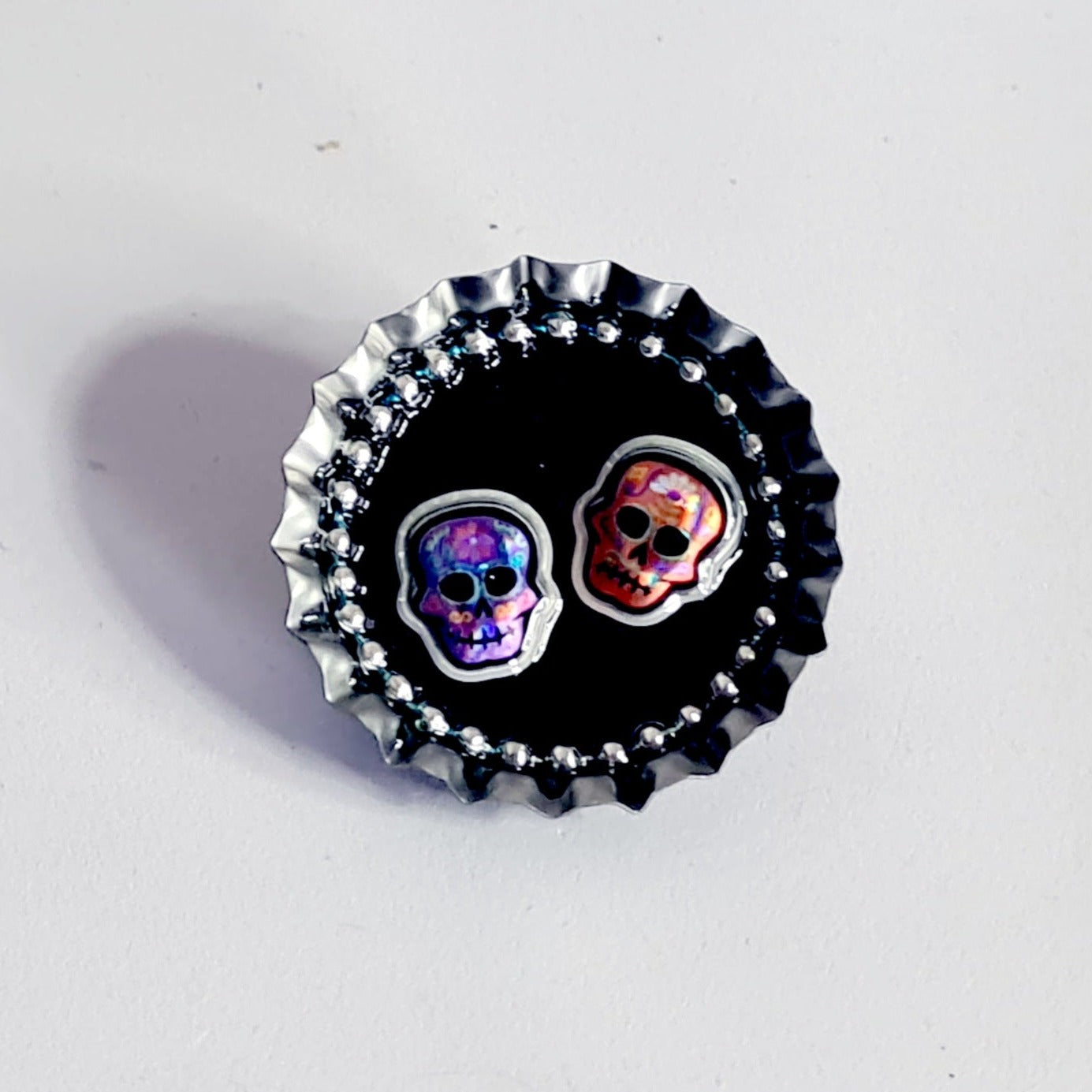 Day Of The Dead, Sugar Skull Bottle Cap Brooch 7