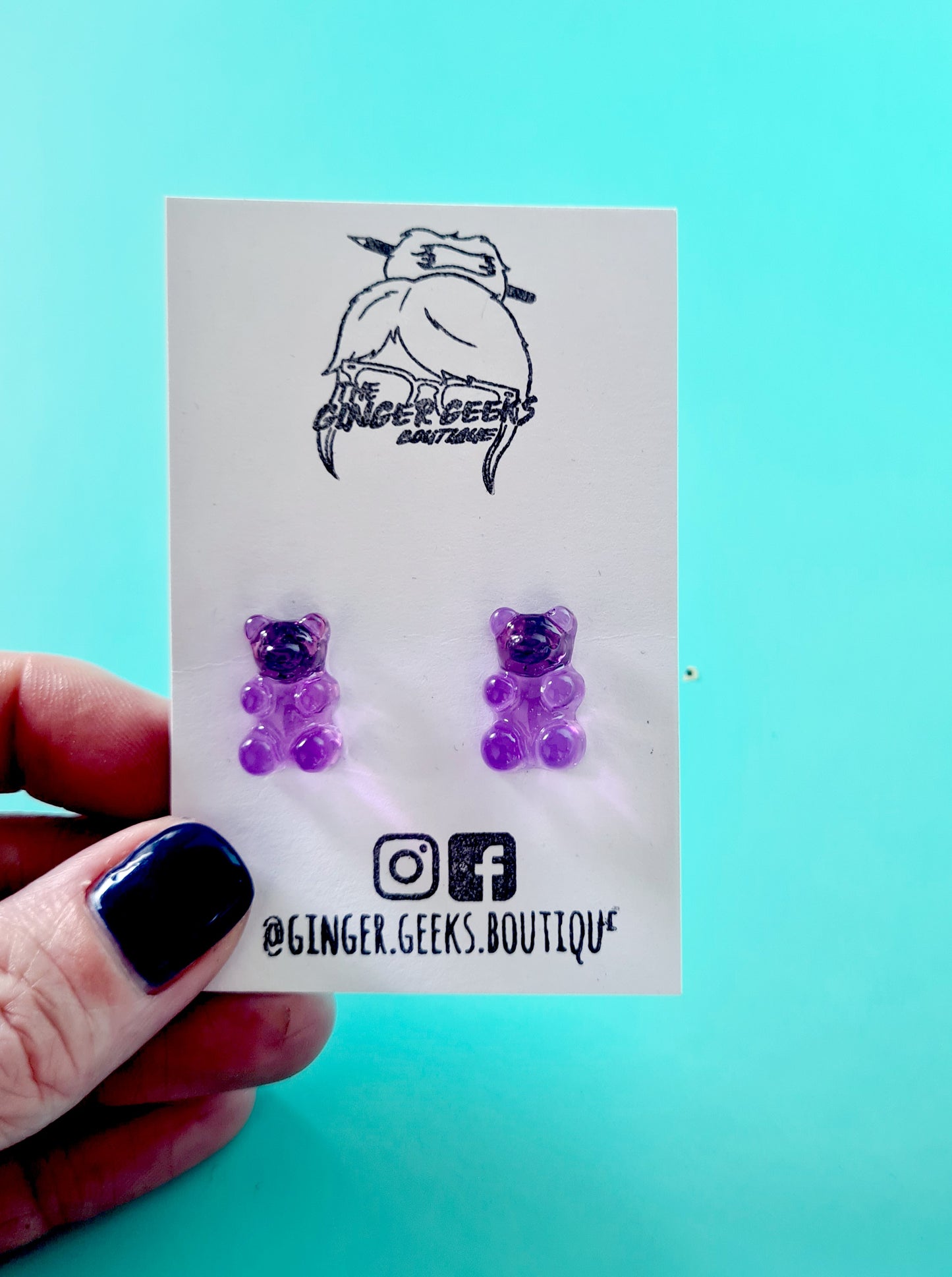 Purple Gummy Bear Studs