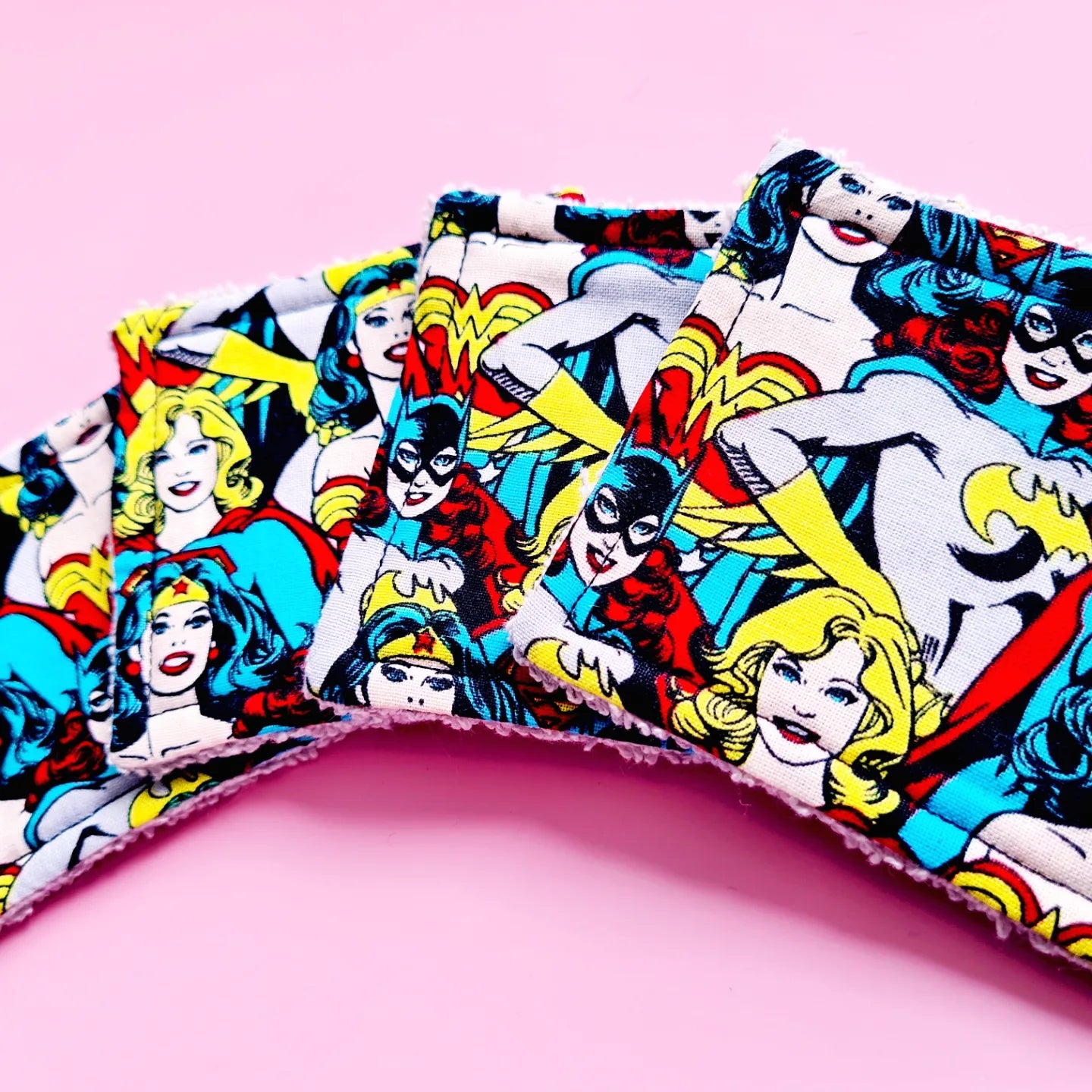 WONDER WOMAN, SUPER GIRL AND BAT GIRL - Cotton Face Pads